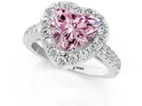 White gold Fancy Pink Heart Cut Halo Diamond Ring with Pavé Band and Three-Prong Setting_13