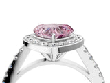 White gold Fancy Pink Heart Cut Halo Diamond Ring with Pavé Band and Three-Prong Setting_16