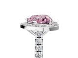 White gold Fancy Pink Heart Cut Halo Diamond Ring with Pavé Band and Three-Prong Setting_17