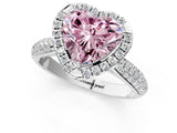 White gold Fancy Pink Heart Cut Halo Diamond Ring with Pavé Band_25
