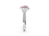 White gold Fancy Pink Heart Cut Halo Diamond Ring with Pavé Band_26