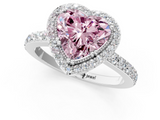 White gold Fancy Pink Heart  Cut Halo Diamond Ring with Pave Band and Four-Prong Setting_25