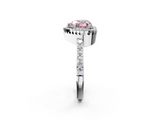 White gold Fancy Pink Heart  Cut Halo Diamond Ring with Pave Band and Four-Prong Setting_26