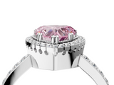 White gold Fancy Pink Heart  Cut Halo Diamond Ring with Pave Band and Four-Prong Setting_28