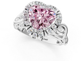 White gold Fancy Pink Heart  Cut Halo Diamond Ring with Scrollwork Band and Four-Prong Setting_117