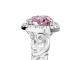 White gold Fancy Pink Heart  Cut Halo Diamond Ring with Scrollwork Band and Four-Prong Setting_121