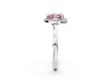 White gold Fancy Pink Heart Cut Halo Diamond Ring with Solitaire Band and Prong Setting_14
