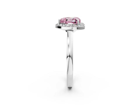 White gold Fancy Pink Heart Cut Halo Diamond Ring with Solitaire Band and Prong Setting_14