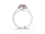 White gold Fancy Pink Heart Cut Halo Diamond Ring with Solitaire Band and Prong Setting_27