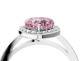 White gold Fancy Pink Heart Cut Halo Diamond Ring with Solitaire Band and Prong Setting_28