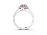 White gold Fancy Pink Heart Cut Halo Diamond Ring with Solitaire Band and Prong Setting_3