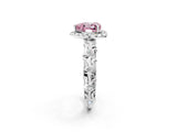 White gold Fancy Pink Heart Cut Halo Diamond Solitaire with Filigree Band and Four-Prong Setting_2