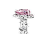 White gold Fancy Pink Heart Cut Halo Diamond Solitaire with Filigree Band and Four-Prong Setting_5