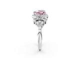 White gold Fancy Pink Heart Cut Halo Diamond Split Shank Engagement Ring with Four-Prong Setting_2