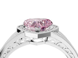 White gold Fancy Pink Heart Cut Halo Diamond Split Shank Ring with Prong Setting_4