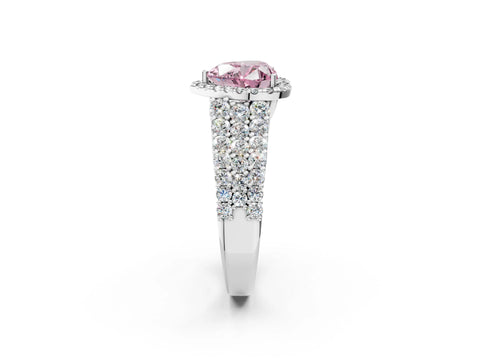 White gold Fancy Pink Heart Cut Halo Pavé Diamond Engagement Ring with Split Shank and Four-Prong Setting_5