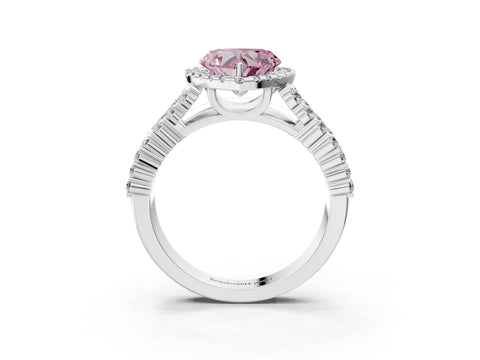 White gold Fancy Pink Heart Cut Halo Pavé Diamond Engagement Ring with Split Shank and Four-Prong Setting_6