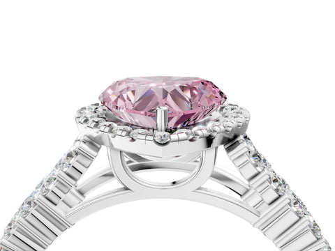 White gold Fancy Pink Heart Cut Halo Pavé Diamond Engagement Ring with Split Shank and Four-Prong Setting_7