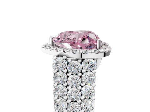 White gold Fancy Pink Heart Cut Halo Pavé Diamond Engagement Ring with Split Shank and Four-Prong Setting_8