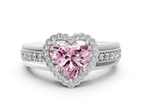 White gold Fancy Pink Heart  Cut Halo Pave Band Four-Prong Ring_49