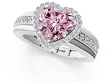 White gold Fancy Pink Heart  Cut Halo Pave Band Four-Prong Ring_50