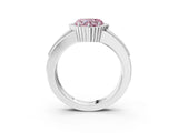 White gold Fancy Pink Heart  Cut Halo Pave Band Four-Prong Ring_52