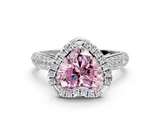 White gold Fancy Pink Heart  Cut Halo Pave Band Four-Prong Setting Ring_20