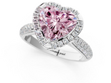 White gold Fancy Pink Heart  Cut Halo Pave Band Four-Prong Setting Ring_21