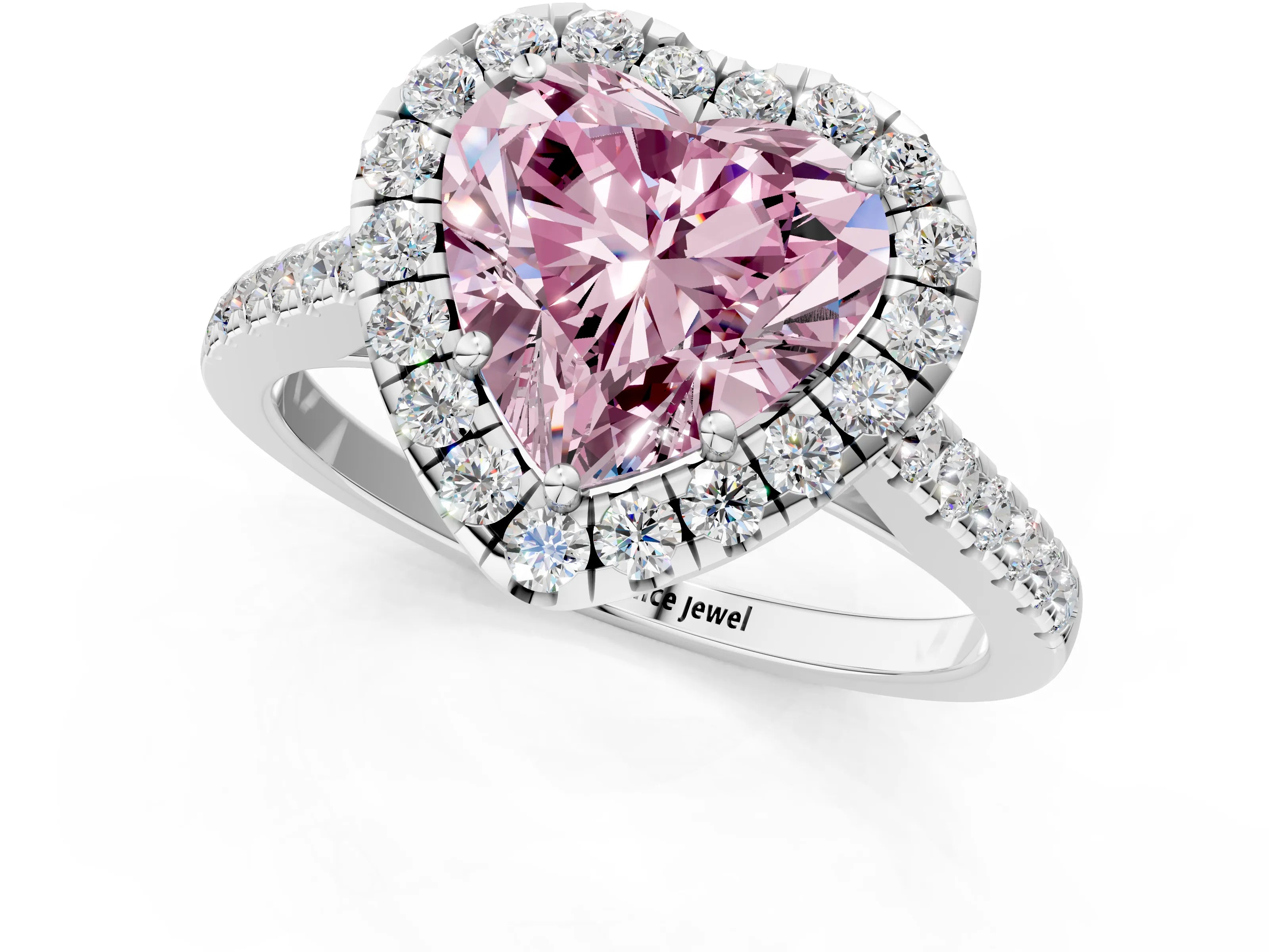 White gold Fancy Pink Heart Cut Halo Pave Diamond Engagement Ring with Four-Prong Setting_61