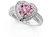 White gold Fancy Pink Heart  Cut Halo Pave Split Shank Prong Setting Ring_33