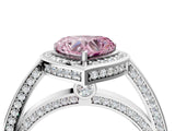White gold Fancy Pink Heart  Cut Halo Pave Split Shank Prong Setting Ring_36
