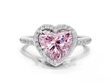 White gold Fancy Pink Heart Cut Halo Round Diamond Pavé Band with Four-Prong Setting_15