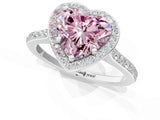 White gold Fancy Pink Heart Cut Halo Round Diamond Pavé Band with Four-Prong Setting_16