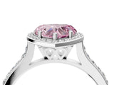 White gold Fancy Pink Heart Cut Halo Round Diamond Pavé Band with Four-Prong Setting_19
