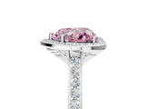 White gold Fancy Pink Heart Cut Halo Round Diamond Pavé Band with Four-Prong Setting_20