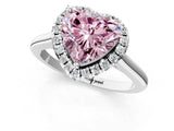 White gold Fancy Pink Heart Cut Halo Round Diamond Solitaire Engagement Ring with Pave Band and Four-Prong Setting_25