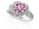 White gold Fancy Pink Heart Cut Halo Round Diamond Twist Band with Four-Prong Setting_25
