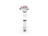 White gold Fancy Pink Heart Cut Halo Round Diamond Twist Band with Four-Prong Setting_26
