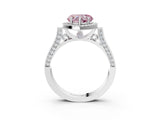 White gold Fancy Pink Heart Cut Halo Round Diamond Twist Band with Four-Prong Setting_27