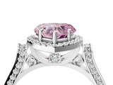 White gold Fancy Pink Heart Cut Halo Round Diamond Twist Band with Four-Prong Setting_28