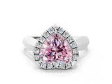 White gold Fancy Pink Heart  Cut Halo Solitaire Engagement Ring with Square Band and Four-Prong Setting_162