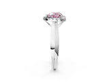 White gold Fancy Pink Heart  Cut Halo Solitaire Engagement Ring with Square Band and Four-Prong Setting_162