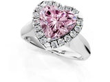 White gold Fancy Pink Heart  Cut Halo Solitaire Engagement Ring with Square Band and Four-Prong Setting_163