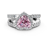 White gold Fancy Pink Heart  Cut Halo Split Shank Diamond Ring with Four-Prong Setting_45
