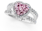 White gold Fancy Pink Heart  Cut Halo Split Shank Diamond Ring with Four-Prong Setting_46