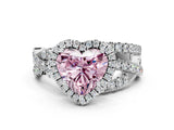 White gold Fancy Pink Heart  Cut Halo Split Shank Prong Setting Ring_12