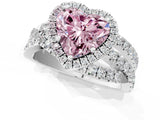 White gold Fancy Pink Heart  Cut Halo Split Shank Prong Setting Ring_13