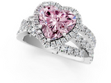 White gold Fancy Pink Heart  Cut Halo Split Shank Prong Setting Ring_62