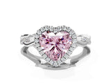 White gold Fancy Pink Heart Cut Halo Twist Band with Four-Prong Setting_72