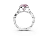 White gold Fancy Pink Heart Cut Halo Twist Band with Four-Prong Setting_75